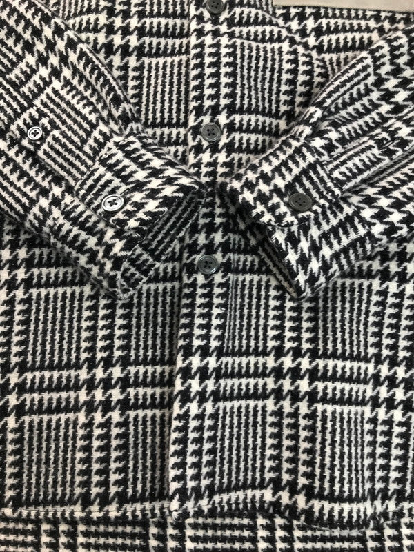 【中古品】【メンズ】 LAID BACK レイドバック TWEED DRESS SHIRTS ツイードドレスシャツ 長袖シャツ 140-250505-hi-01-tag サイズ：1 カラー：ブラック/ホワイト 万代Net店