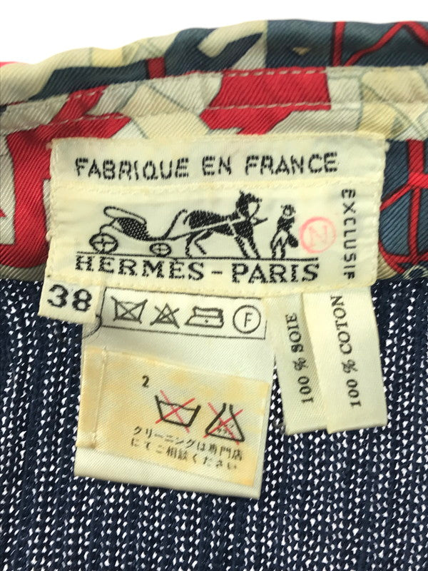 【中古品】【レディース】 HERMES エルメス S/S DOCKING KNIT SHIRT ショートスリーブ ドッキングセーター ニット 141-250425-hi-03-tag サイズ：38 カラー：マルチカラー 万代Net店