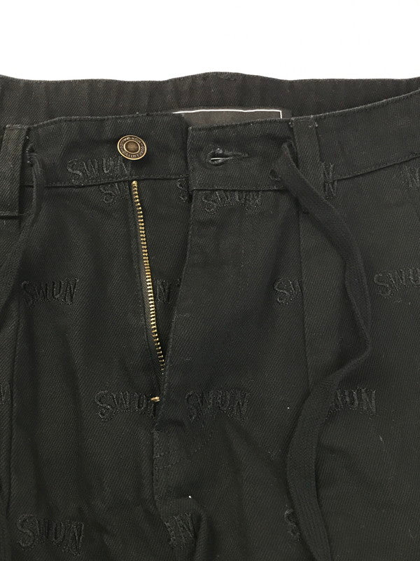 【中古品】【メンズ】 S.W.U.N エスダブリューユーエヌ ORIGINAL EMBROIDERED SHORT PANTS オリジナル刺繍 ショートパンツ ロゴ ショーツ ハーフパンツ 153-250502-hi-40-tag サイズ：M カラー：ブラック 万代Net店