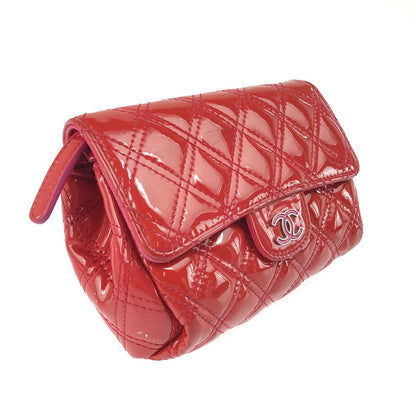 【中古品】【レディース】 CHANEL シャネル マトラッセ パテント 化粧ポーチ 鏡付き 小物入れ カバン 180-250518-hi-16-tag カラー：レッド系 万代Net店