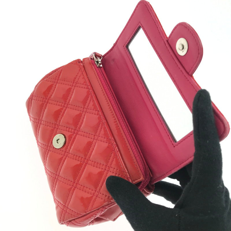 【中古品】【レディース】 CHANEL シャネル マトラッセ パテント 化粧ポーチ 鏡付き 小物入れ カバン 180-250518-hi-16-tag カラー：レッド系 万代Net店