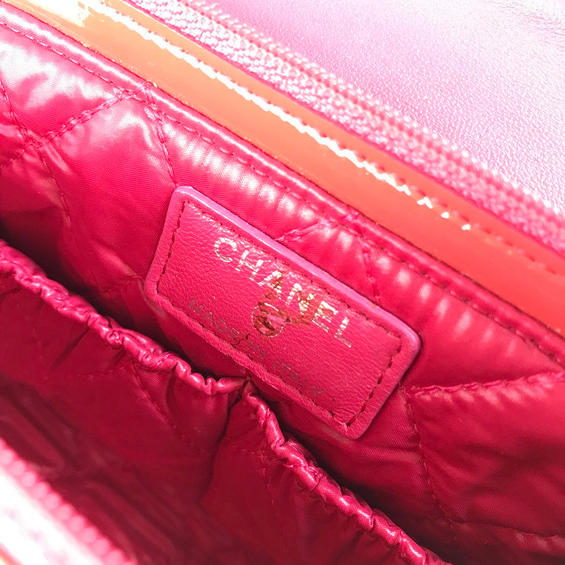 【中古品】【レディース】 CHANEL シャネル マトラッセ パテント 化粧ポーチ 鏡付き 小物入れ カバン 180-250518-hi-16-tag カラー：レッド系 万代Net店