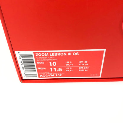 【中古美品】【メンズ】 NIKE ナイキ ZOOM LEBRON 3 QS AO2434-102 ズーム レブロン 3 クイックストライク スニーカー 靴 160-250517-na-07-tag サイズ：28cm US 10 カラー："SVSM AWAY" WHITE/DEEP FOREST 万代Net店