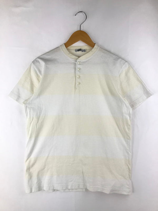 【中古品】【メンズ】 90's VINTAGE HENLEYNECK BORDER S/S T-SHIRT 90年代 ヴィンテージ ヘンリーネック ボーダー ショートスリーブ Tシャツ 半袖 トップス 142-250507-yy-02-tag サイズ：M カラー：ホワイト/クリーム 万代Net店