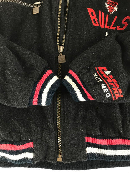 【中古品】【メンズ】 NUTMEG BY CAMPRI ナツメグ バイ カンプリ 90's CHICAGOBULLS WOLL STADIUM JACKET 90年代 シカゴブルズ 刺繡 ウールスタジアムジャケット 146-250927-rt-07-tag サイズ：L カラー：ブラック 万代Net店