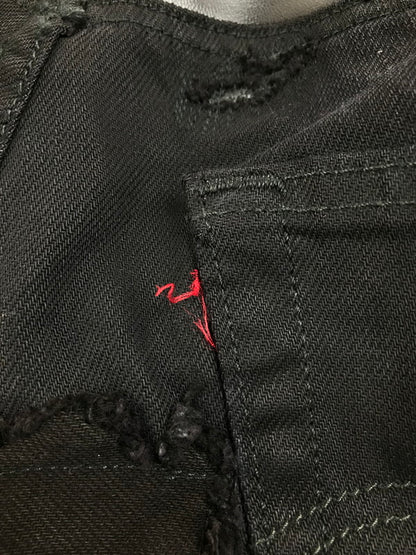 【現状渡し品】【メンズ】 INNOCENCE NYC イノセンス ニューヨーク LEATHER PATCH DENIM PANTS INLPDM01 レザーパットワークデニムパンツ ジーンズ 153-250618-hi-18-tag カラー：ブラック 万代Net店