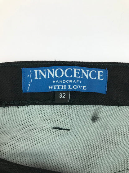 【現状渡し品】【メンズ】 INNOCENCE NYC イノセンス ニューヨーク LEATHER PATCH DENIM PANTS INLPDM01 レザーパットワークデニムパンツ ジーンズ 153-250618-hi-18-tag カラー：ブラック 万代Net店