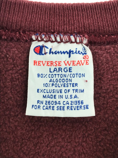 【中古品】【メンズ】 Champion チャンピオン 90S USA製 REVERSE WEAVE SWEATSHIRT "MASSACHUSETTS" 90年代 アメリカ製 リバースウィーブ スウェットシャツ "マサチューセッツ" トレーナー トップス 146-250515-ki-05-tag サイズ：L カラー：バーガンディー 万代Net店