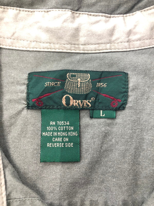 【中古品】【メンズ】 ORVIS オービス 90's COTTON LS SHIRT パッチ付き コットン ロングスリーブ シャツ 長袖シャツ トップス 144-260524-rt-11-tagh サイズ：L カラー：カーキ 万代Net店