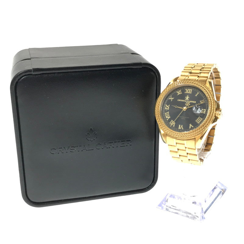 【中古品】【メンズ】 CRYSTAL CARTER クリスタル カーター FELIX 2 DIAMOND FX2-8573GD-03 フェリックス 2 ダイヤモンド デイト クォーツ 腕時計 アクセサリー 197-260620-rt-10-tagh カラー：ゴールド 万代Net店