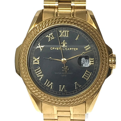 【中古品】【メンズ】 CRYSTAL CARTER クリスタル カーター FELIX 2 DIAMOND FX2-8573GD-03 フェリックス 2 ダイヤモンド デイト クォーツ 腕時計 アクセサリー 197-260620-rt-10-tagh カラー：ゴールド 万代Net店
