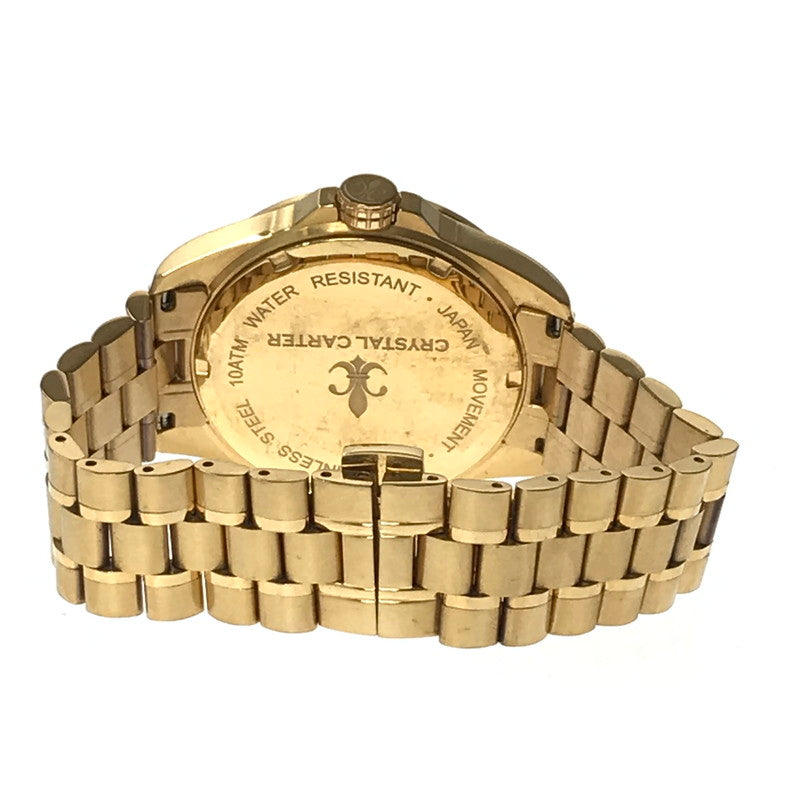 【中古品】【メンズ】 CRYSTAL CARTER クリスタル カーター FELIX 2 DIAMOND FX2-8573GD-03 フェリックス 2 ダイヤモンド デイト クォーツ 腕時計 アクセサリー 197-260620-rt-10-tagh カラー：ゴールド 万代Net店