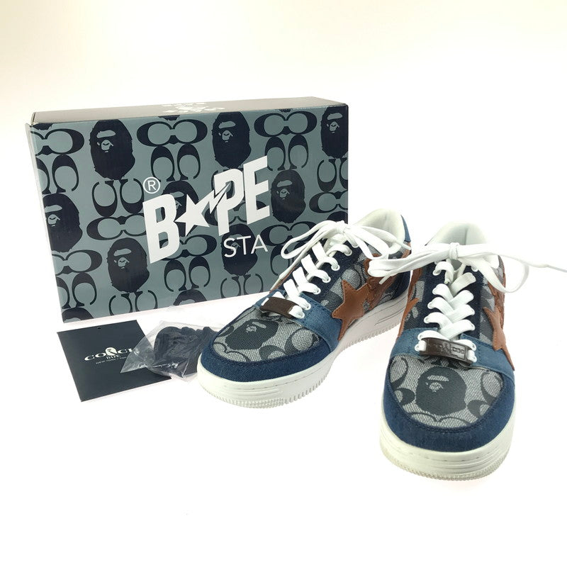 【中古品】【メンズ】 A BATHING APE アベイシングエイプ × COACH コーチ コラボ BAPE STA 1H74-191-901 ベイプスター スニーカー 靴 162-250624-yy-04-tag サイズ：26cm/US8 カラー：BLUE/BROWN 万代Net店