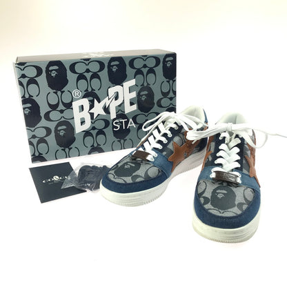 【中古品】【メンズ】 A BATHING APE アベイシングエイプ × COACH コーチ コラボ BAPE STA 1H74-191-901 ベイプスター スニーカー 靴 162-250624-yy-04-tag サイズ：26cm/US8 カラー：BLUE/BROWN 万代Net店