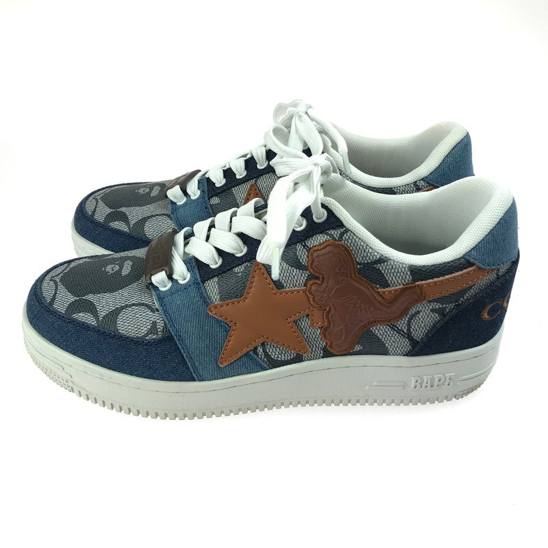【中古品】【メンズ】 A BATHING APE アベイシングエイプ × COACH コーチ コラボ BAPE STA 1H74-191-901 ベイプスター スニーカー 靴 162-250624-yy-04-tag サイズ：26cm/US8 カラー：BLUE/BROWN 万代Net店