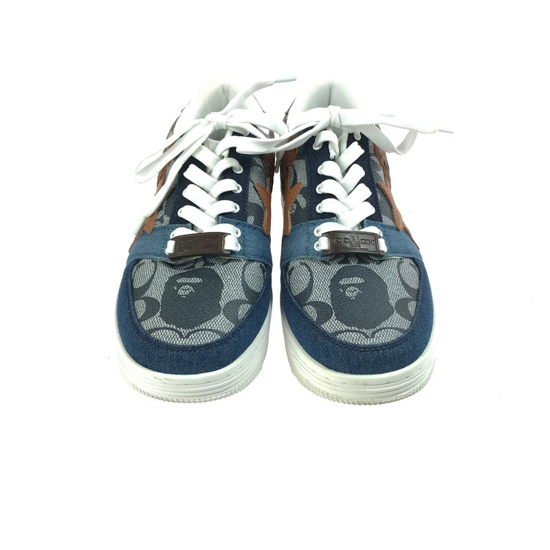 【中古品】【メンズ】 A BATHING APE アベイシングエイプ × COACH コーチ コラボ BAPE STA 1H74-191-901 ベイプスター スニーカー 靴 162-250624-yy-04-tag サイズ：26cm/US8 カラー：BLUE/BROWN 万代Net店