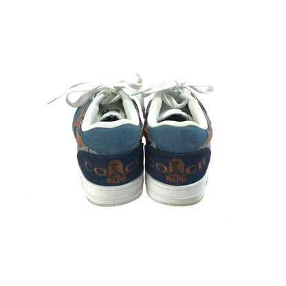【中古品】【メンズ】 A BATHING APE アベイシングエイプ × COACH コーチ コラボ BAPE STA 1H74-191-901 ベイプスター スニーカー 靴 162-250624-yy-04-tag サイズ：26cm/US8 カラー：BLUE/BROWN 万代Net店