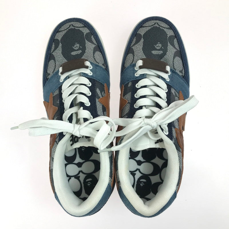 【中古品】【メンズ】 A BATHING APE アベイシングエイプ × COACH コーチ コラボ BAPE STA 1H74-191-901 ベイプスター スニーカー 靴 162-250624-yy-04-tag サイズ：26cm/US8 カラー：BLUE/BROWN 万代Net店