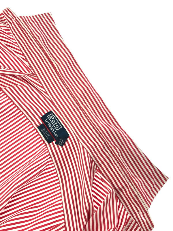 【中古品】【メンズ】 ESTATE CUSTOM FIT STRIPE L/S SHIRT エステート カスタム フィット ストライプ 長袖シャツ トップス 146-260411-rt-25-tag カラー：レッド/ホワイト 万代Net店