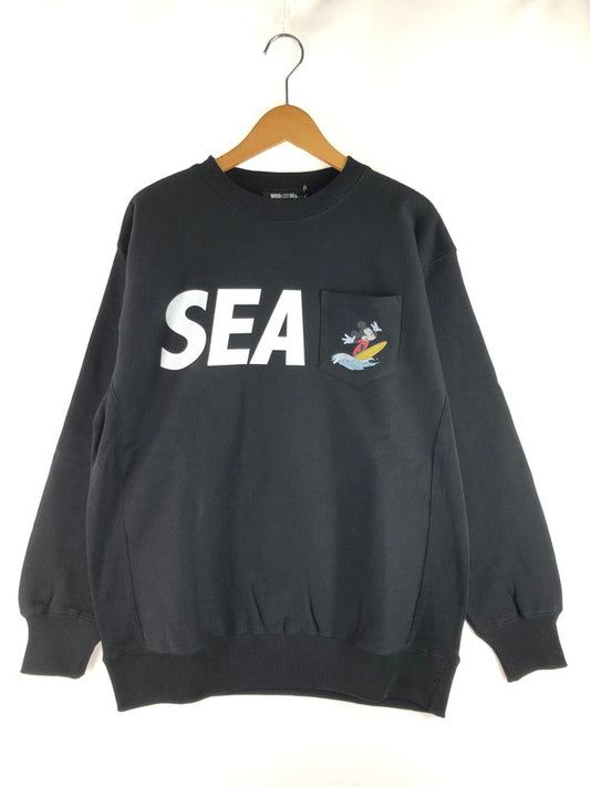 【中古品】【メンズ】 WIND AND SEA ウィンダンシー SURF MICKEY CREW NECK SWEAT WDS-C-DSN-24-Q2-03 サーフミッキー クルーネックスウェット トレーナー トップス 142-250622-rt-08-tag サイズ：L カラー：ブラック 万代Net店