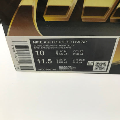 【中古美品】【メンズ】 NIKE ナイキ × NIGOR ニゴー コラボ AIR FORCE 3 LOW SP HQ0260-201 エア フォース 3 ロー SP スニーカー 靴 160-250603-yy-17-tag サイズ：28cm/US10 カラー：BAROQUE BROWN/FIR-HEMP-PECAN 万代Net店