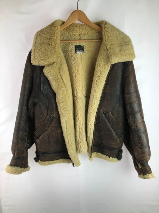 【ジャンク品】【メンズ】 AVIREX アヴィレックス TYPE B-3 MOUTON FLIGHT JACKET 33Ｈ5595 ムートンフライトジャケット レザージャケット 羊革 145-250607-hi-19-tag サイズ：42 カラー：ブラウン 万代Net店