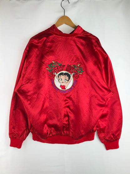 【中古品】【メンズ】 BOOPTIQUE ブープティーク BETTY BOOP SATIN BOMBER JACKET ベティ ブープ サテン ボンバージャケット アウター 146-250610-yy-13-tag サイズ：L カラー：レッド 万代Net店