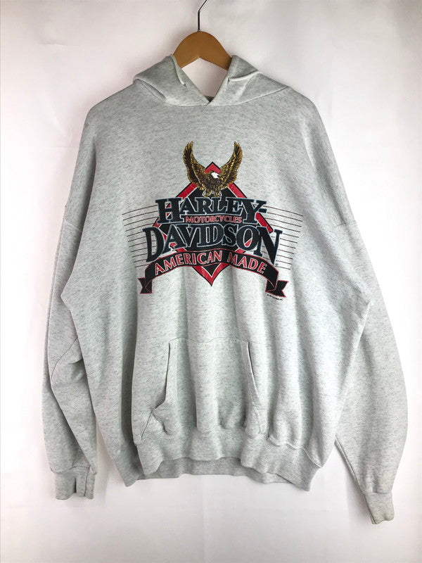 【中古品】【メンズ】 HARLEY DAVIDSON ハーレーダビッドソン 90's EAGLE LOGO PRINT HOODED SWEAT 90年代 イーグル ロゴプリント フーデッドスウェット パーカー 146-250607-hi-14-tag サイズ：XXL カラー：グレー 万代Net店