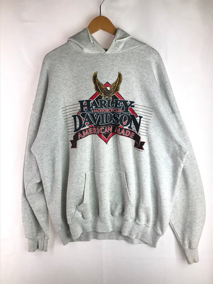 【中古品】【メンズ】 HARLEY DAVIDSON ハーレーダビッドソン 90's EAGLE LOGO PRINT HOODED SWEAT 90年代 イーグル ロゴプリント フーデッドスウェット パーカー 146-250607-hi-14-tag サイズ：XXL カラー：グレー 万代Net店