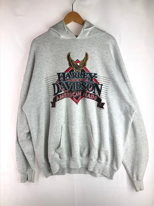 【中古品】【メンズ】 HARLEY DAVIDSON ハーレーダビッドソン 90's EAGLE LOGO PRINT HOODED SWEAT 90年代 イーグル ロゴプリント フーデッドスウェット パーカー 146-250607-hi-14-tag サイズ：XXL カラー：グレー 万代Net店