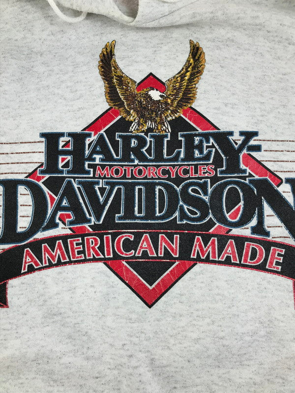 【中古品】【メンズ】 HARLEY DAVIDSON ハーレーダビッドソン 90's EAGLE LOGO PRINT HOODED SWEAT 90年代 イーグル ロゴプリント フーデッドスウェット パーカー 146-250607-hi-14-tag サイズ：XXL カラー：グレー 万代Net店