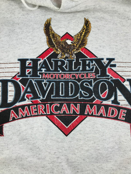 【中古品】【メンズ】 HARLEY DAVIDSON ハーレーダビッドソン 90's EAGLE LOGO PRINT HOODED SWEAT 90年代 イーグル ロゴプリント フーデッドスウェット パーカー 146-250607-hi-14-tag サイズ：XXL カラー：グレー 万代Net店