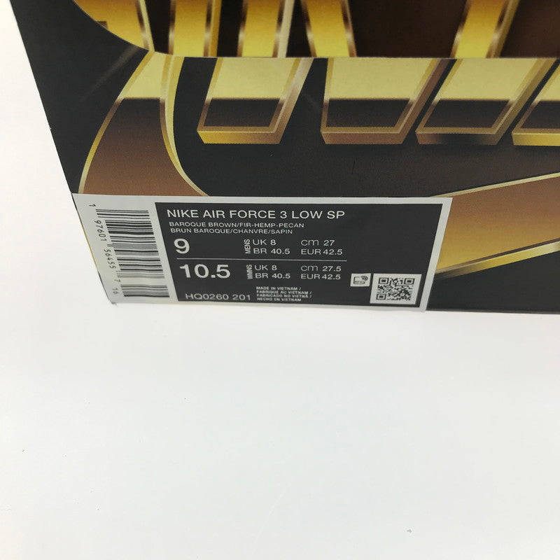 【中古美品】【メンズ】 NIKE ナイキ × NIGOR ニゴー コラボ AIR FORCE 3 LOW SP HQ0260-201 エア フォース 4 ロー SP スニーカー 靴 160-250603-yy-18-tag サイズ：27cm/US9 カラー：BAROQUE BROWN/FIR-HEMP-PECAN 万代Net店