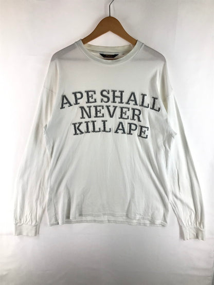 【中古品】【メンズ】 A BATHING APE アベイシングエイプ APE SHALL NEVER KILL APE L/S T-SHIRT エイプ シャル ネバー キル エイプ ロングスリーブ Tシャツ 長袖Tシャツ 初期タグ 三角タグ 142-250616-na-15-tag サイズ：L カラー：ホワイト 万代Net店