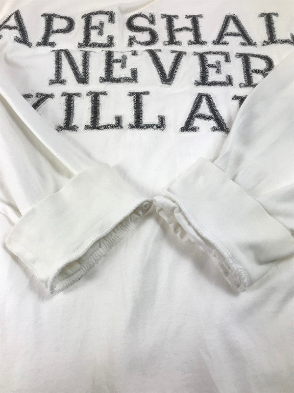 【中古品】【メンズ】 A BATHING APE アベイシングエイプ APE SHALL NEVER KILL APE L/S T-SHIRT エイプ シャル ネバー キル エイプ ロングスリーブ Tシャツ 長袖Tシャツ 初期タグ 三角タグ 142-250616-na-15-tag サイズ：L カラー：ホワイト 万代Net店