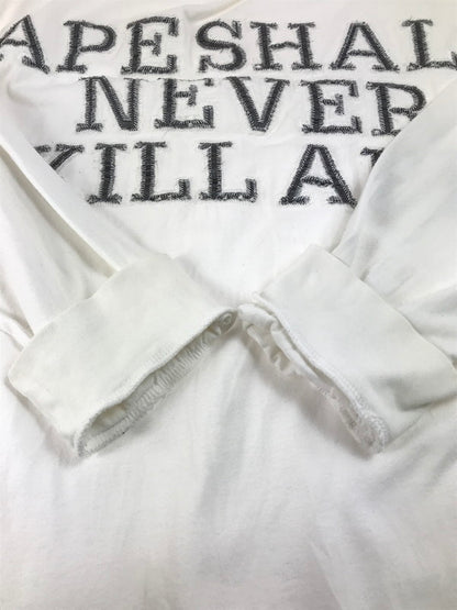 【中古品】【メンズ】 A BATHING APE アベイシングエイプ APE SHALL NEVER KILL APE L/S T-SHIRT エイプ シャル ネバー キル エイプ ロングスリーブ Tシャツ 長袖Tシャツ 初期タグ 三角タグ 142-250616-na-15-tag サイズ：L カラー：ホワイト 万代Net店