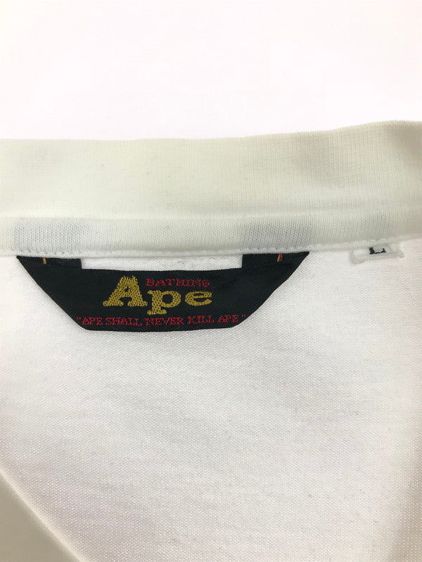 【中古品】【メンズ】 A BATHING APE アベイシングエイプ APE SHALL NEVER KILL APE L/S T-SHIRT エイプ シャル ネバー キル エイプ ロングスリーブ Tシャツ 長袖Tシャツ 初期タグ 三角タグ 142-250616-na-15-tag サイズ：L カラー：ホワイト 万代Net店