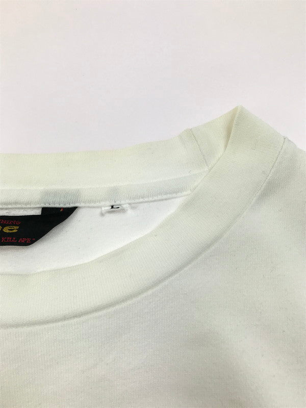 【中古品】【メンズ】 A BATHING APE アベイシングエイプ APE SHALL NEVER KILL APE L/S T-SHIRT エイプ シャル ネバー キル エイプ ロングスリーブ Tシャツ 長袖Tシャツ 初期タグ 三角タグ 142-250616-na-15-tag サイズ：L カラー：ホワイト 万代Net店