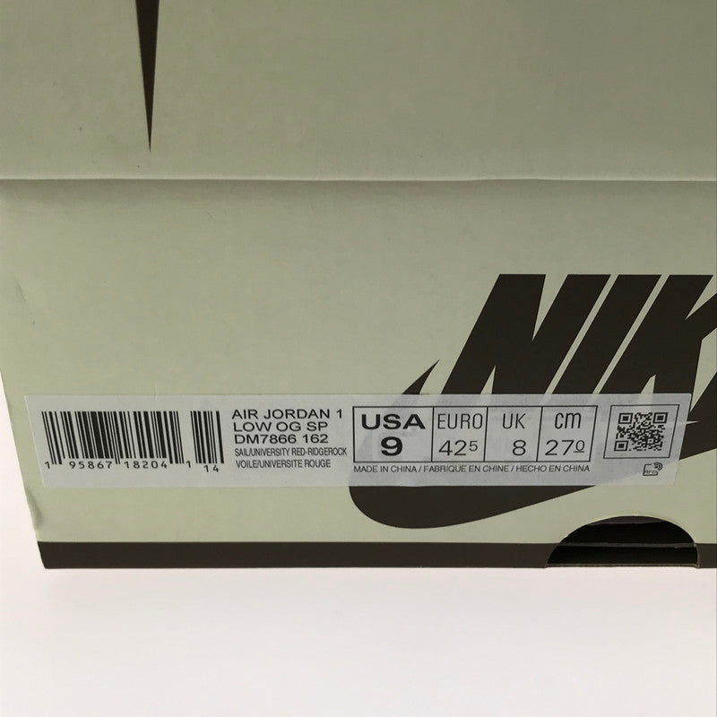 【中古美品】【メンズ】 NIKE ナイキ × TRAVIS SCOTT トラヴィス スコット コラボ AIR JORDAN 1 LOW OG SP DM7866-162 エアジョーダン 1 ロー OG SP スニーカー 靴 160-250617-yy-04-tag サイズ：27cm/US9 カラー：SAIL/UNIVERSITY RED-RIDGEROCK 万代Net店