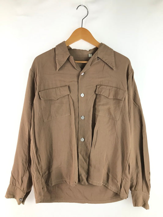 【現状渡し品】【メンズ】 VINTAGE 40'S OPEN COLLAR SHIRT ヴィンテージ 40年代 シェルボタン フラップポケット オープンカラーシャツ 長袖シャツ 146-250703-na-12-tag サイズ：M カラー：ブラウン 万代Net店