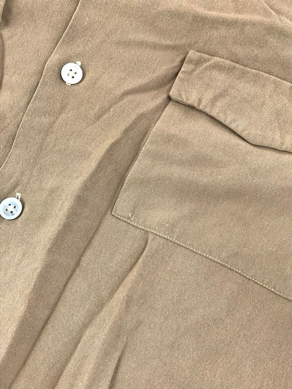 【現状渡し品】【メンズ】 VINTAGE 40'S OPEN COLLAR SHIRT ヴィンテージ 40年代 シェルボタン フラップポケット オープンカラーシャツ 長袖シャツ 146-250703-na-12-tag サイズ：M カラー：ブラウン 万代Net店