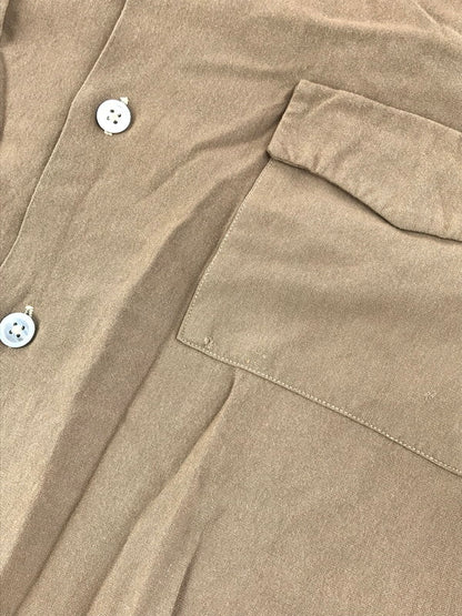 【現状渡し品】【メンズ】 VINTAGE 40'S OPEN COLLAR SHIRT ヴィンテージ 40年代 シェルボタン フラップポケット オープンカラーシャツ 長袖シャツ 146-250703-na-12-tag サイズ：M カラー：ブラウン 万代Net店