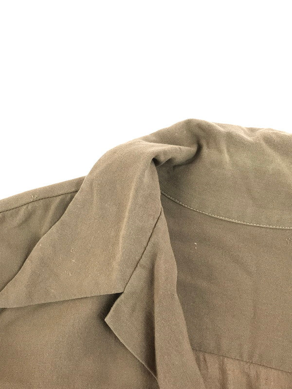 【現状渡し品】【メンズ】 VINTAGE 40'S OPEN COLLAR SHIRT ヴィンテージ 40年代 シェルボタン フラップポケット オープンカラーシャツ 長袖シャツ 146-250703-na-12-tag サイズ：M カラー：ブラウン 万代Net店