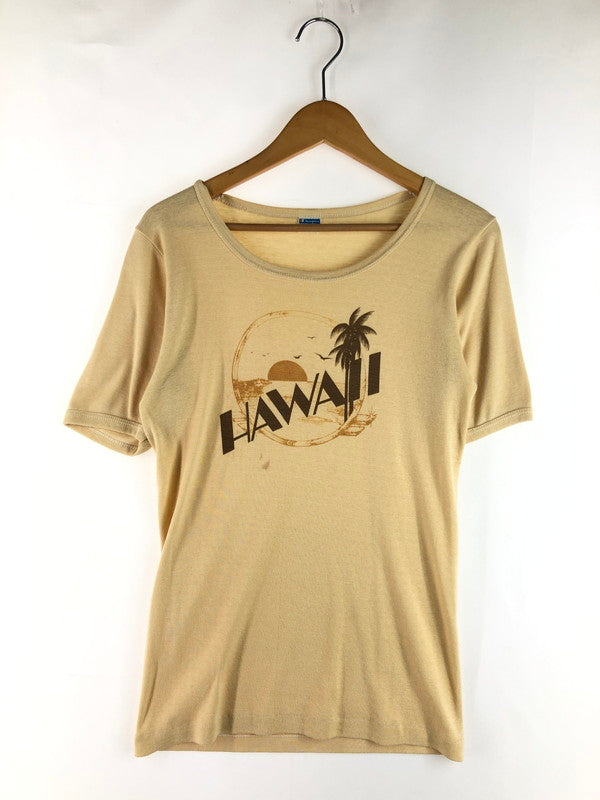 【中古品】【メンズ】 Champion チャンピオン 70～80's SEEPAGE HAWAII PRINT 70～80年代 染み込み ハワイ プリントTシャツ 半袖Tシャツ トップス ヴィンテージ 146-250626-rt-05-tag サイズ：L カラー：ベージュ 万代Net店