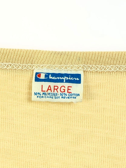 【中古品】【メンズ】 Champion チャンピオン 70～80's SEEPAGE HAWAII PRINT 70～80年代 染み込み ハワイ プリントTシャツ 半袖Tシャツ トップス ヴィンテージ 146-250626-rt-05-tag サイズ：L カラー：ベージュ 万代Net店