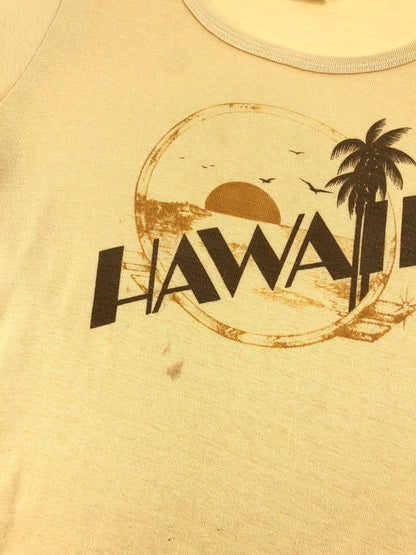 【中古品】【メンズ】 Champion チャンピオン 70～80's SEEPAGE HAWAII PRINT 70～80年代 染み込み ハワイ プリントTシャツ 半袖Tシャツ トップス ヴィンテージ 146-250626-rt-05-tag サイズ：L カラー：ベージュ 万代Net店