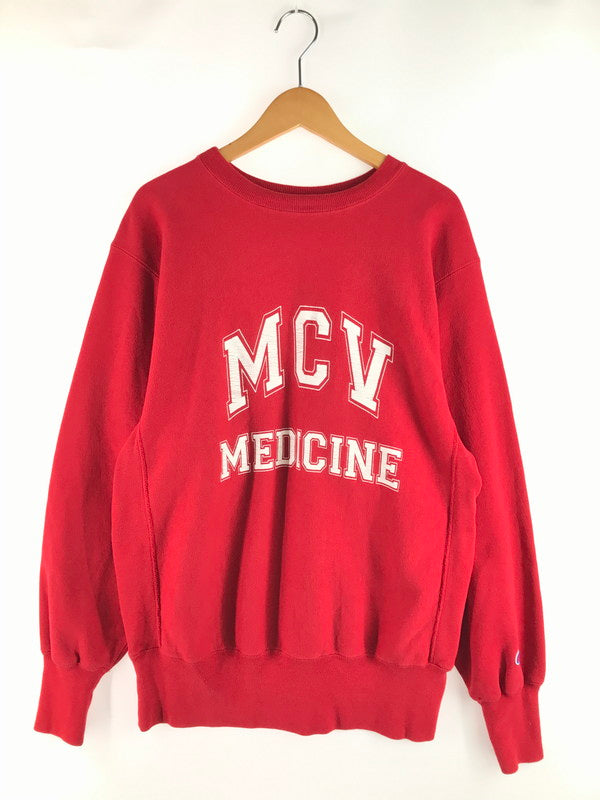 【中古品】【メンズ】 Champion チャンピオン 90’s REVERSE WEAVE MCV PRINT SWEAT 90年代 リバーシウェーブ エムシーブイ プリント スウェット トップス 刺繍タグ ヴィンテージ 146-250629-rt-05-tag サイズ：L カラー：レッド 万代Net店