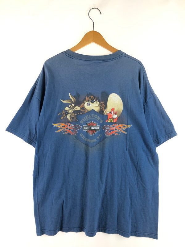 【現状渡し品】【メンズ】 HARLEY DAVIDSON ハーレーダビッドソン TASMANIAN DEVIL MOTORCYCLE PRINT TEE タスマニアンデビル モーターサイクル プリントTシャツ 146-250625-rt-04-tag サイズ：なし カラー：ブルー 万代Net店