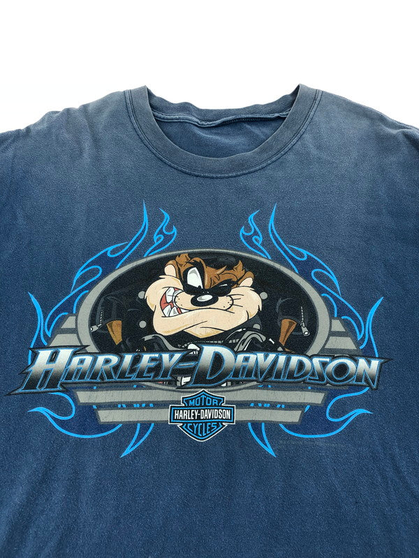 【現状渡し品】【メンズ】 HARLEY DAVIDSON ハーレーダビッドソン TASMANIAN DEVIL MOTORCYCLE PRINT TEE タスマニアンデビル モーターサイクル プリントTシャツ 146-250625-rt-04-tag サイズ：なし カラー：ブルー 万代Net店
