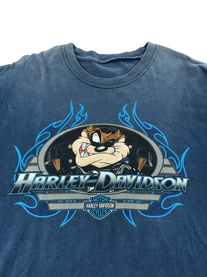 【現状渡し品】【メンズ】 HARLEY DAVIDSON ハーレーダビッドソン TASMANIAN DEVIL MOTORCYCLE PRINT TEE タスマニアンデビル モーターサイクル プリントTシャツ 146-250625-rt-04-tag サイズ：なし カラー：ブルー 万代Net店